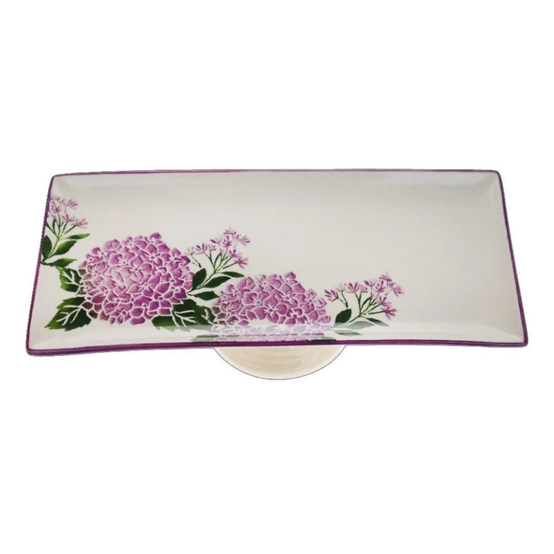 Balsa White Purple Porcelain Ortanca Pedestal Botton Plate