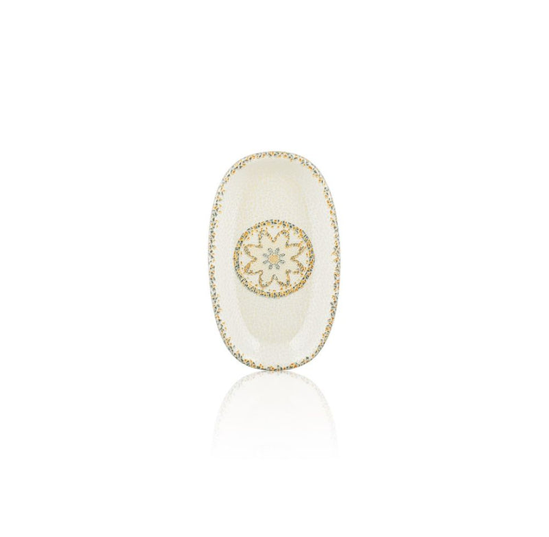 By Bone White Stone Porcelain Tessara Oval Plate 19cm