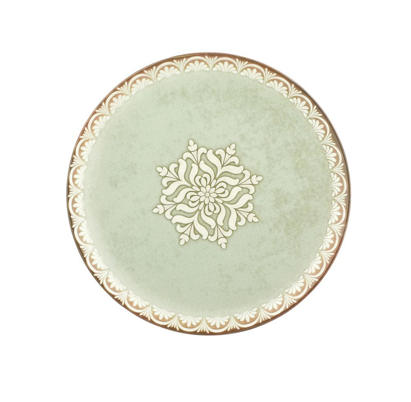 By Bone Green Patterned Porcelain Rome Flat Plate 15cm
