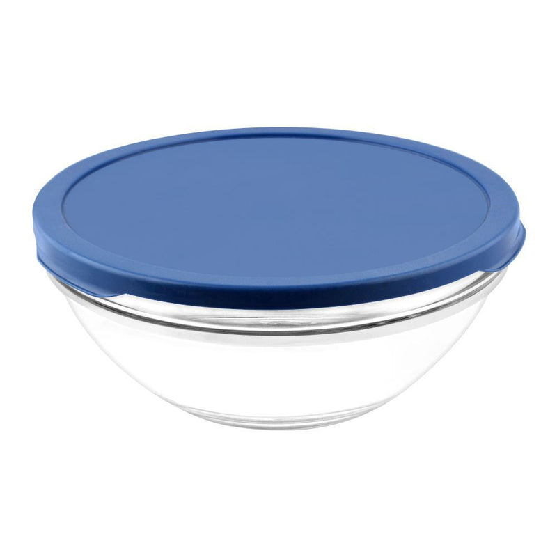 Pasabahce Blue Glass Food Storage Container With Lid