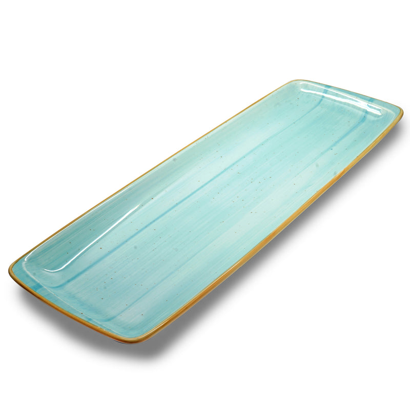 Bonna Turquoise Porcelain Aqua Rectangular Plate 49cm