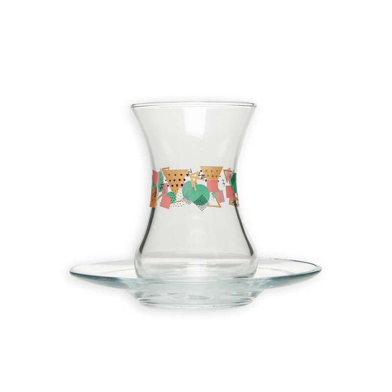 Pasabahce Clear Glass Aloha Tea Glass And Saucer Set of 12 130cc