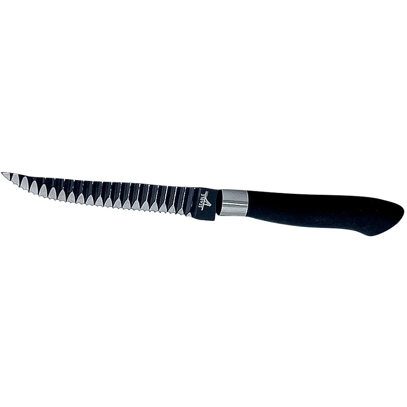 Stable Black Steel Plastic Handle Steak Knife 23cm