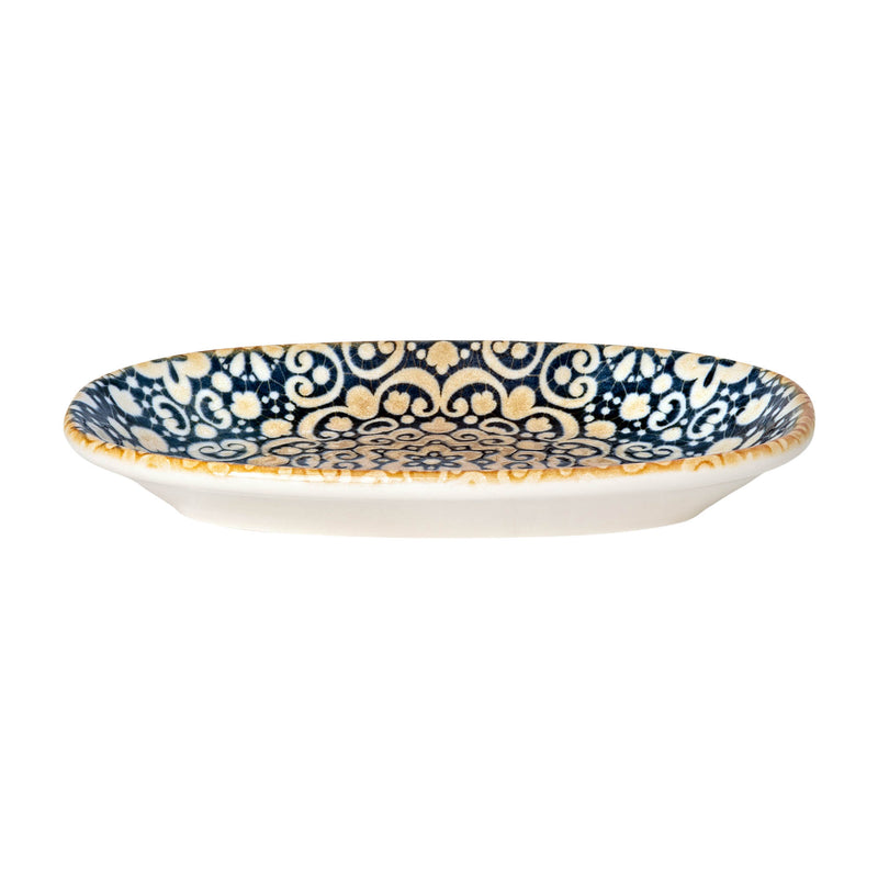 Bonna Blue Patterned Porcelain Alhambra Oval Plate 19cm