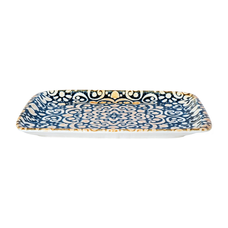 Bonna Blue Patterned Porcelain Alhambra Rectangular Plate 23x16cm