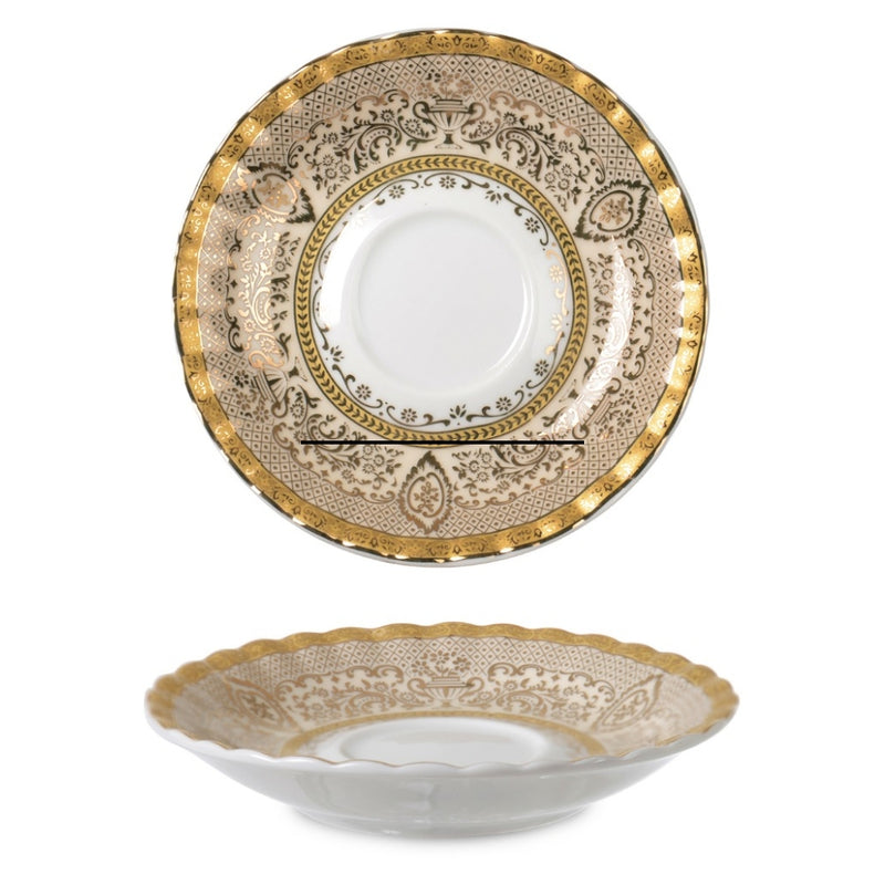Ipek Cream Gold Porcelain Tea Saucer 6pcs