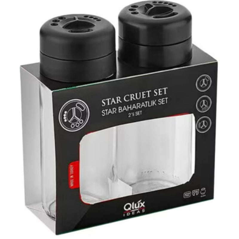 Qlux Black Glass Star Spice Shaker Set 2pcs