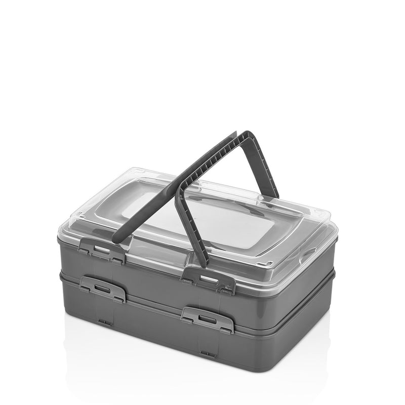 Qlux Grey Plastic Takeaway Double Layed Carrier Box 40cm
