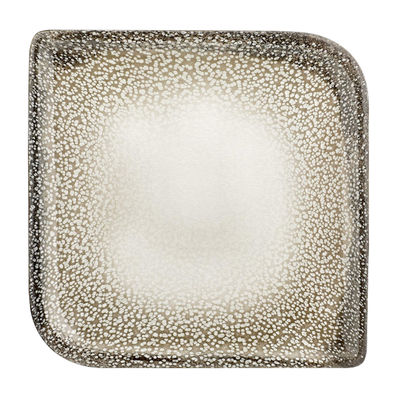 By Bone Green Patterned Porcelain Spazio Arel Square Plate 25cm