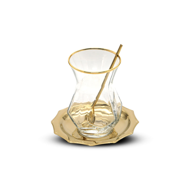Islamoglu Tiamo Diamond Gold Tea Set 18pcs