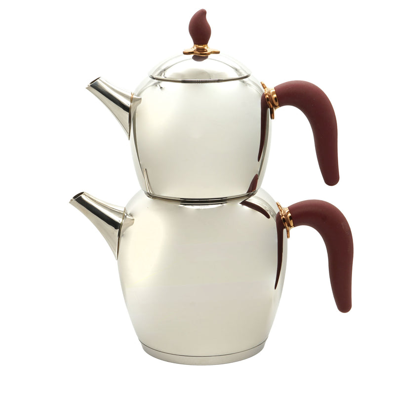 Korkmaz Silver / Purple Stainless Steel Sehnaz Tea Pot Set 2.3l