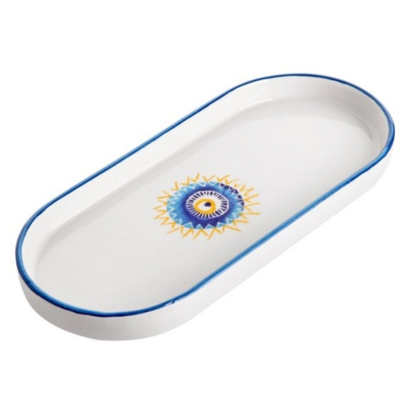 Balsa Blue Porcelain Evil Eye Print Serving Plate (Small)