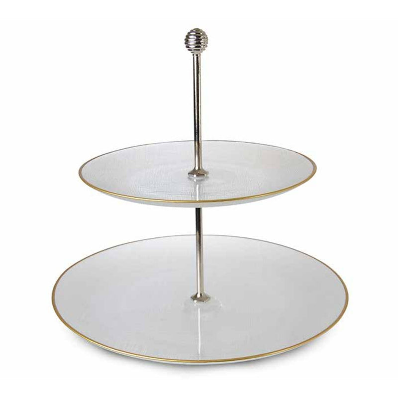 Silver Glass Ipek 2 Tier Cake Stand