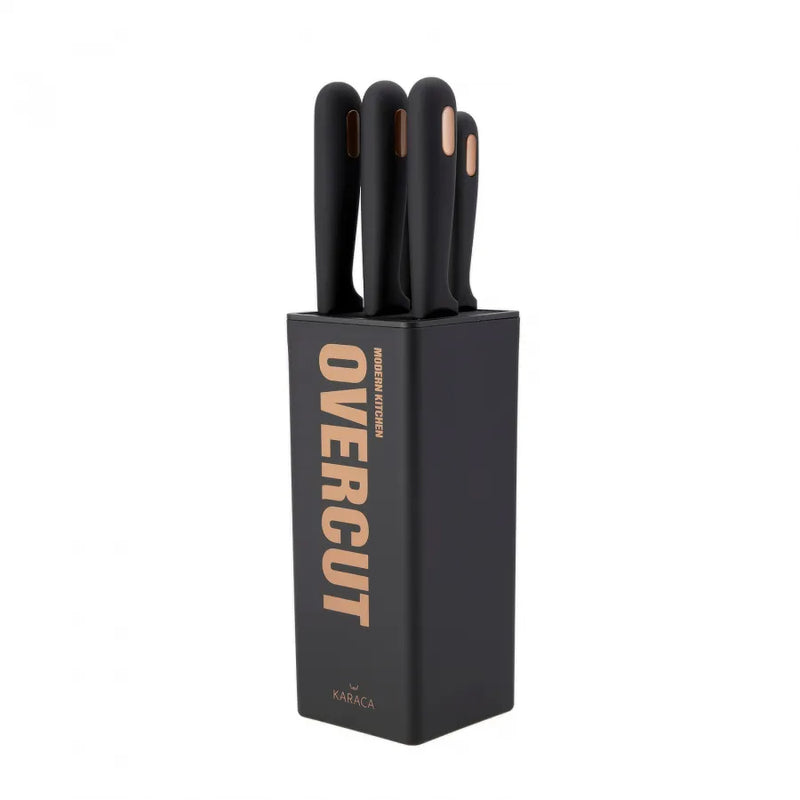 Karaca Black Overcut Knife Set with Gold Details 6pcs