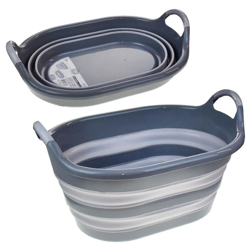 Qlux Grey Plastic Collapsible Laundry Basket 25lt