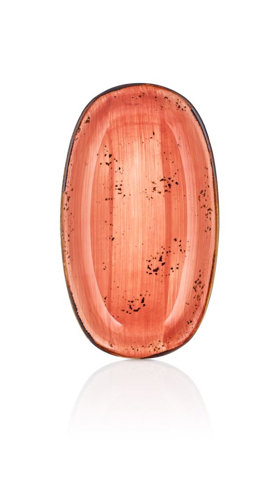 By Bone Orange Porcelain Laterite Zest Oval Plate 24cm