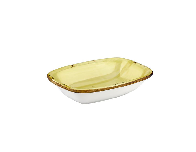 By Bone Yellow Porcelain Sun Zest Rectangular Bowl 18cm