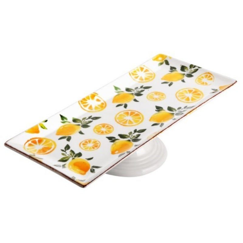 Balsa Lemon Print Porcelain Lemon Footed Big Baton