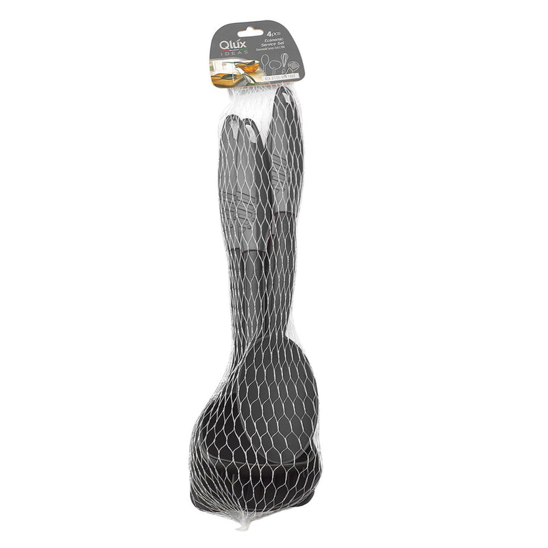 Qlux Black Gray Plastic Lux Economic Service Serving Spoon Set Of 4