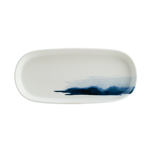 Bonna White Blue Porcelain Wave Oval Plate 21cm