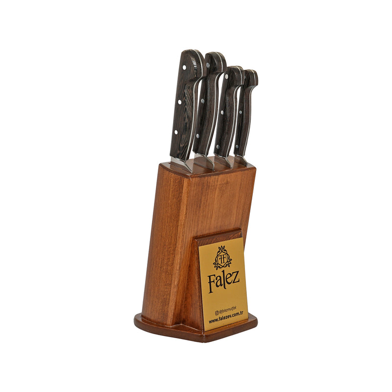 Falez  Wooden Standing Knife Set 5pcs