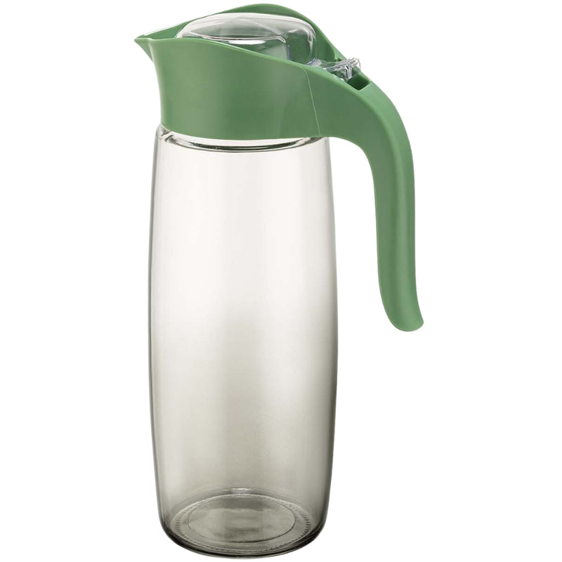 Qlux Green Glass Rainbow Oval Pitcher with Plastic Lid 1600cc