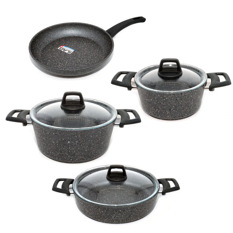 Falez Grey Granite Efes Cooking Pan With Lid 7 pcs