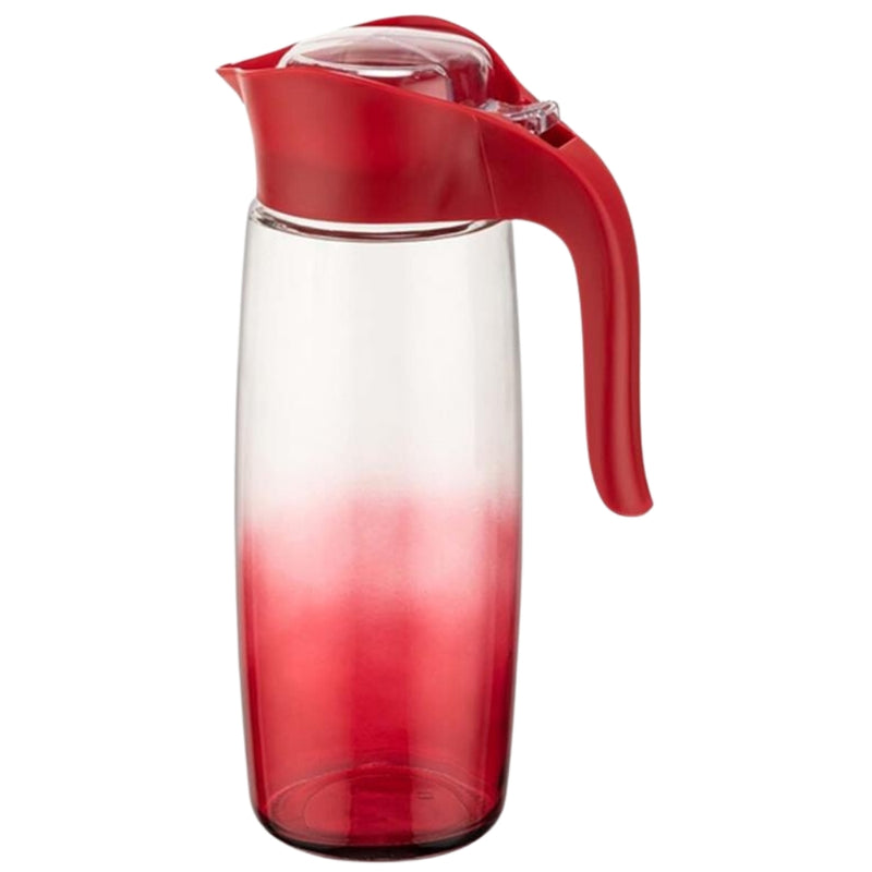 Qlux Red Glass Rainbow Oval Picher With Plastic Lid 1600cc