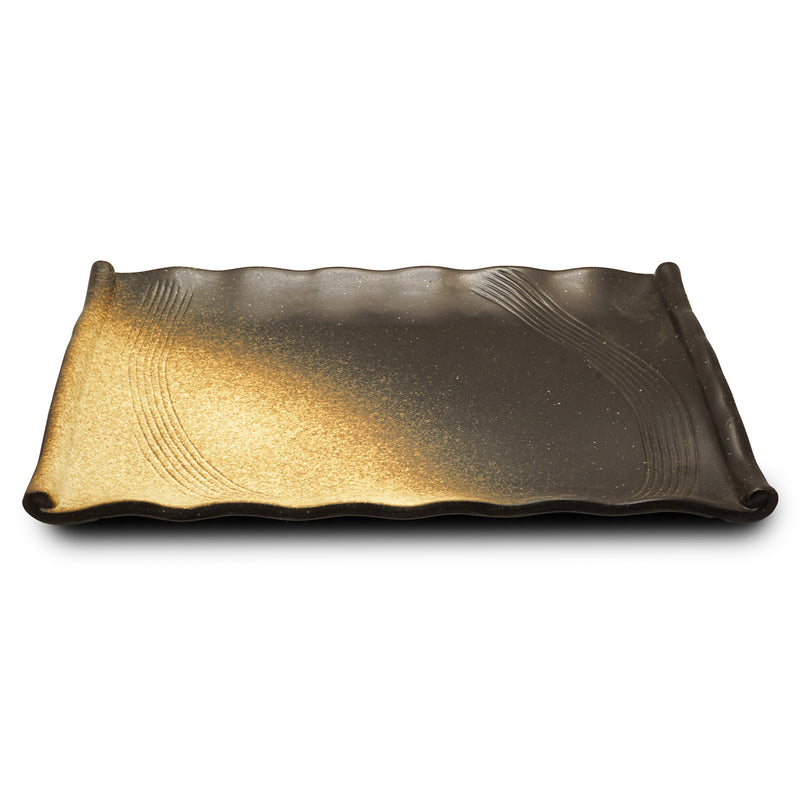 Jumbo Brown Porcelain Newyork Rectangular Plate 33cm
