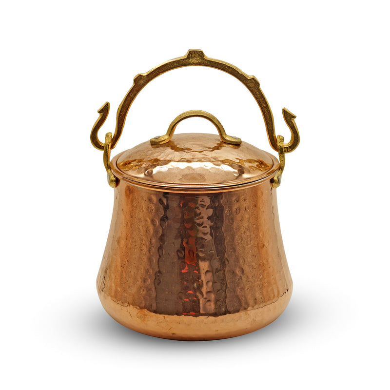 Reddish Brown Copper Yoghurt Bucket With Lid and Handle (Bakraj)
