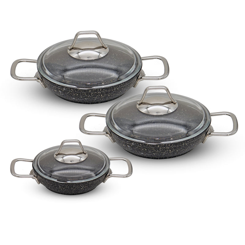 Falez Black Granit Blackline Pan Set Set Of 6