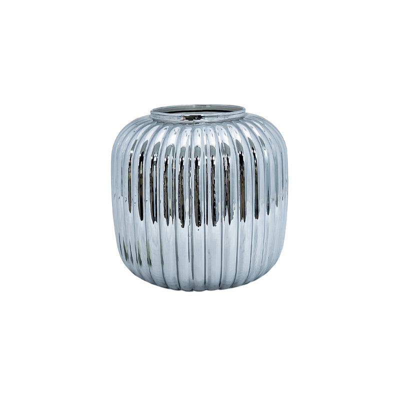 Grey Glass Mirror Effect Vase 20cm