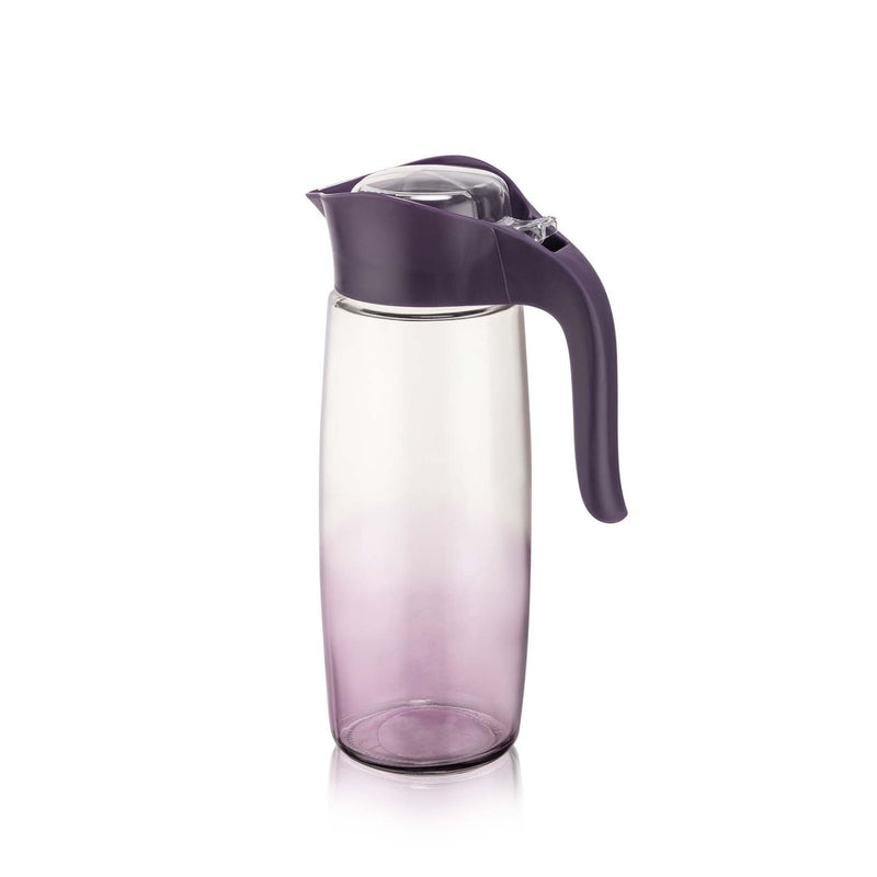 Qlux Violet Glass Rainbow Oval Pitcher With Plastic Lid 1600cc