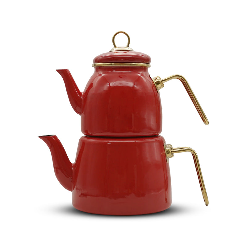 Ipek Red Enamel Tea Pot Set 1.6lt