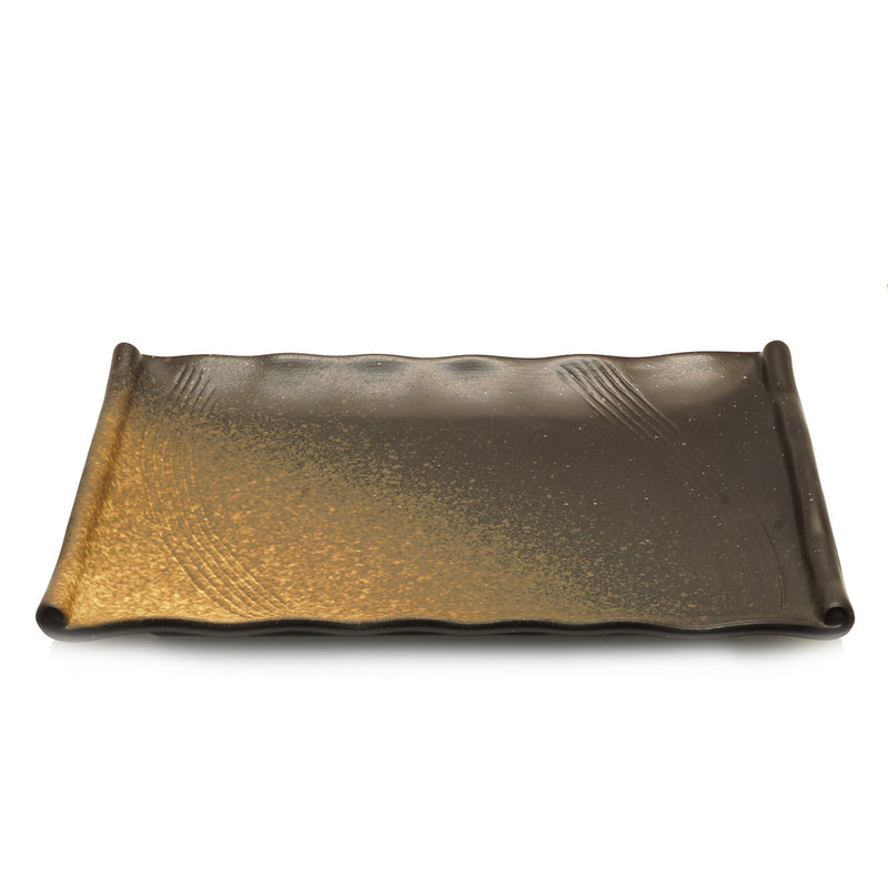 Jumbo Brown Porcelain Newyork Rectangular Plate 36cm
